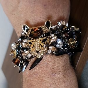 Vintage BETSEY JOHNSON Hollywood Glam Collection Tiger Leopard Toggle Bracelet.